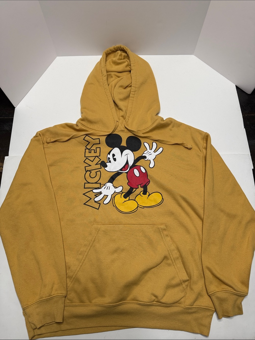 Disney Kids Hoodie in Mustard with Mickey Graphic